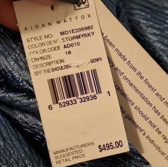 Aidan Mattox Blue Metallic Off-the-Shoulder Ruffle Mermaid Gown Maxi Dress 16 - Picture 15 of 16